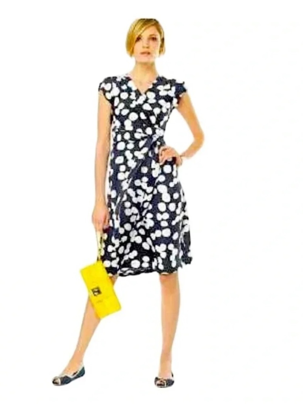 BR spotted (IVORY w/ BROWN) silk wrap dress 2
